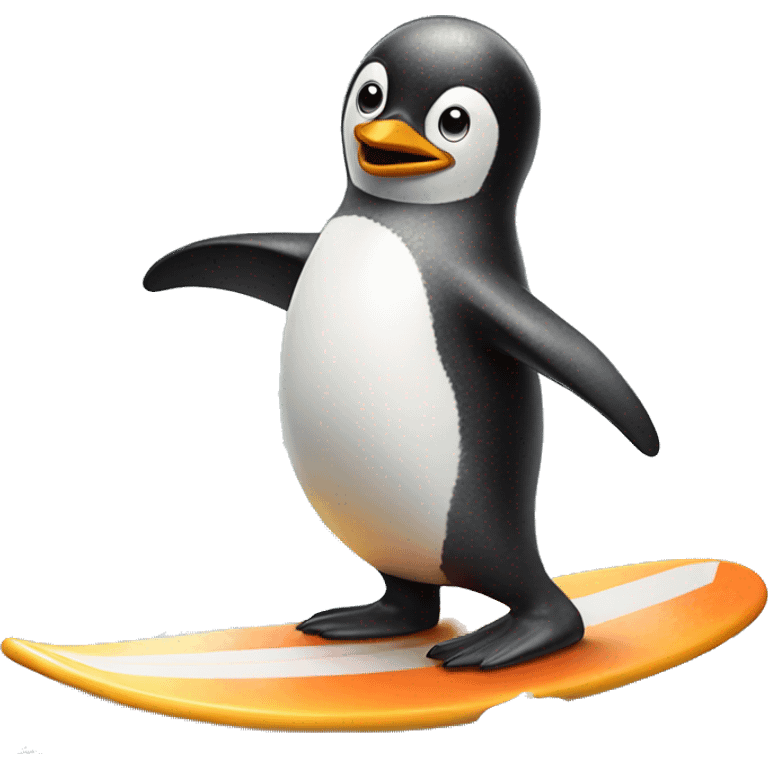 Penguin on a surfboard emoji