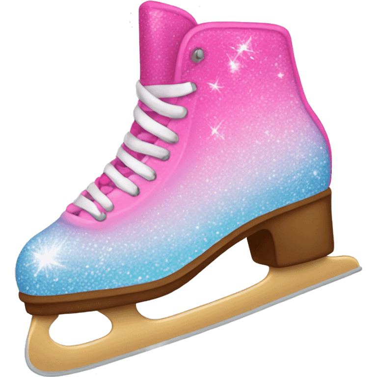 Pink ombre ice skate with glitter  emoji