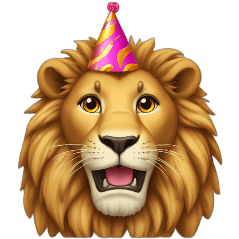 lion with happy birthday cap emoji