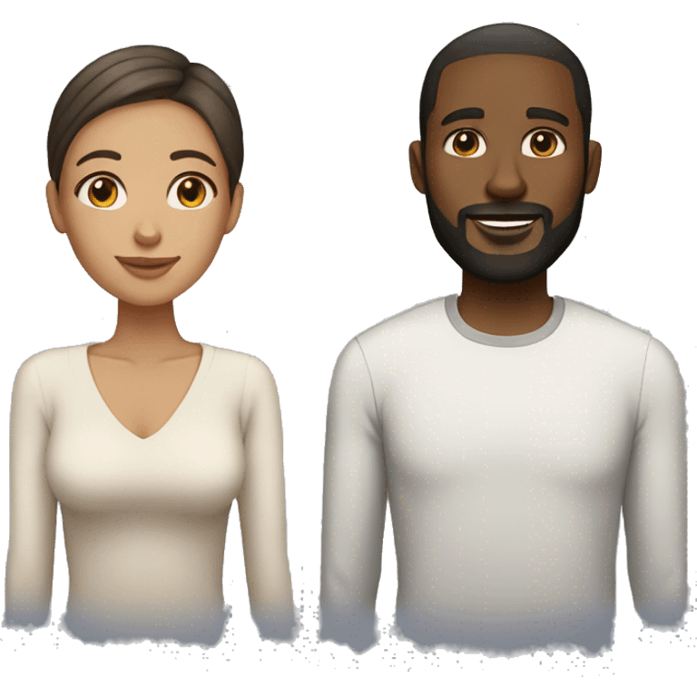 Couple black man with beard and very light skinned woman emoji