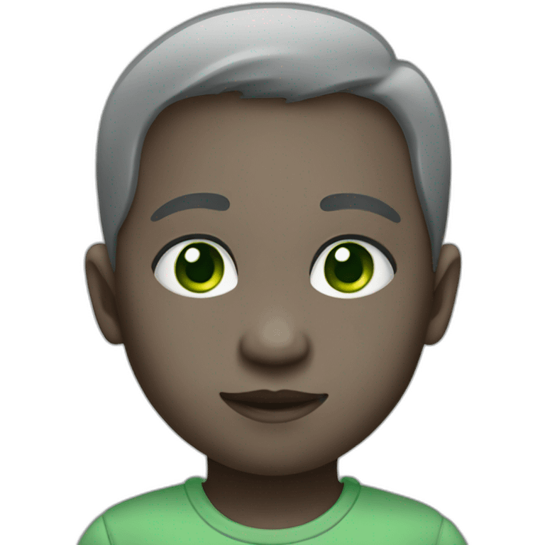 WhatsApp infant emoji with grey skin and green eyes emoji