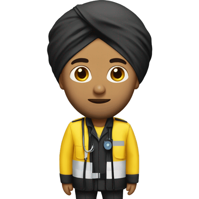 Sikh man wearing black turban and yellow paramedic jacket emoji