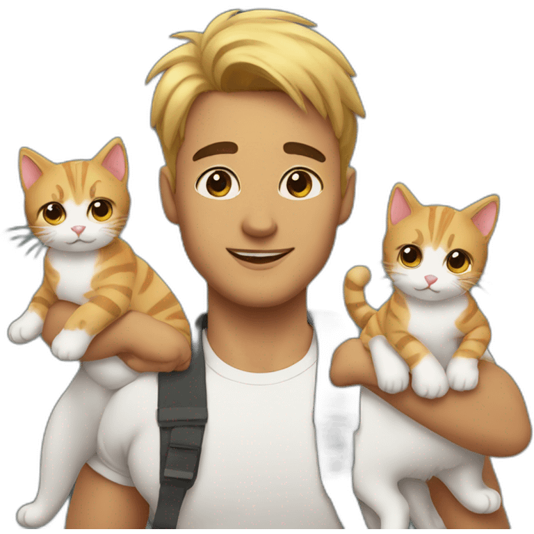 Cute man with cats emoji