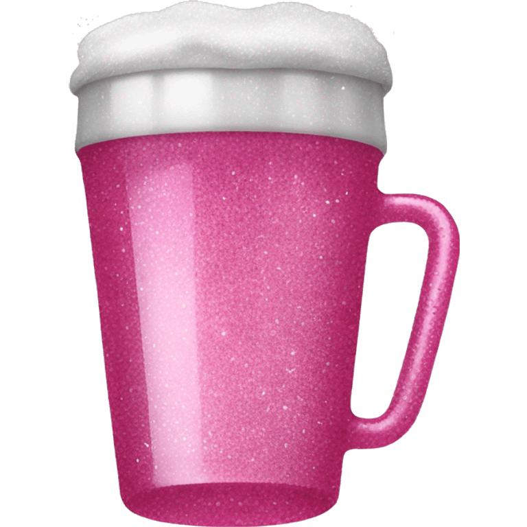 Pink plastic beer cup with glitter  emoji