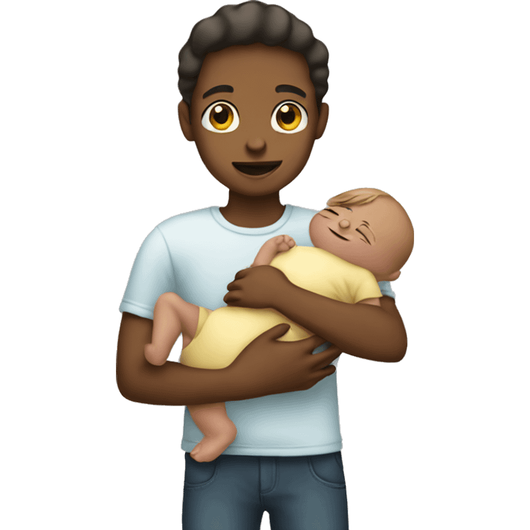 A boy holding a baby girl child  emoji