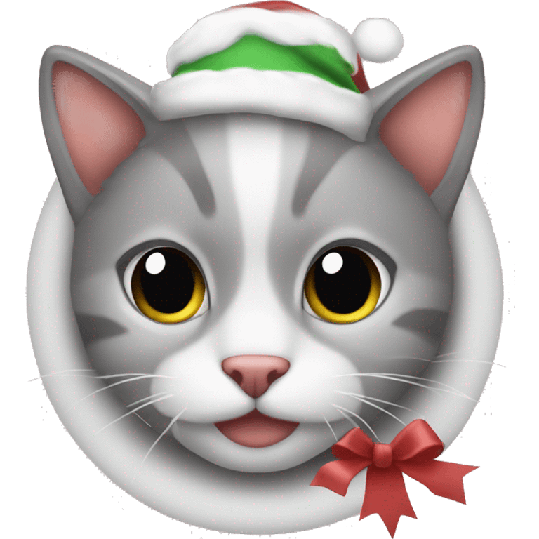 Bola de Navidad rosa con cara de gato emoji