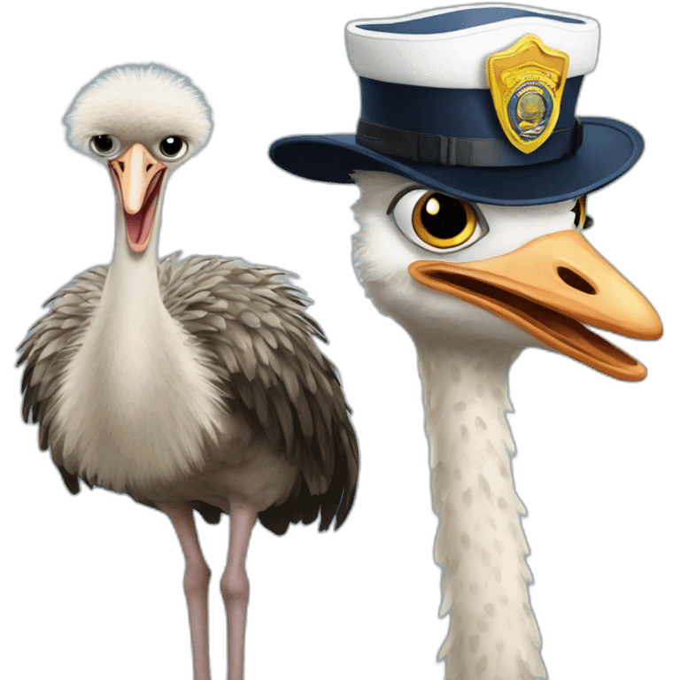 ostrich and police emoji