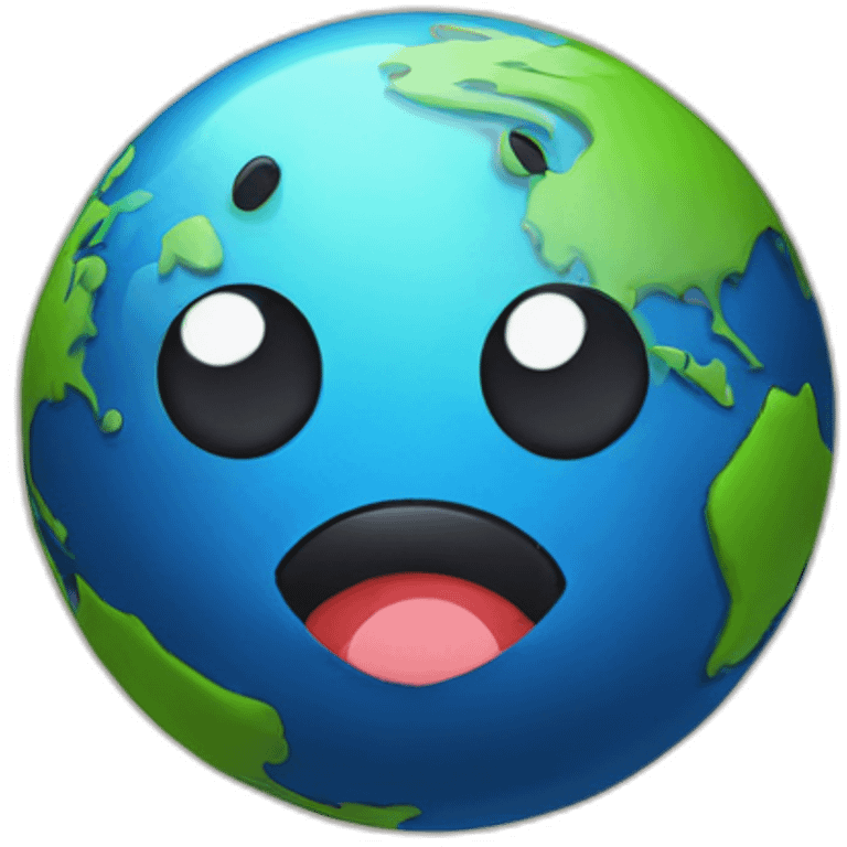 planet Earth with a cartoon thinking spider face emoji