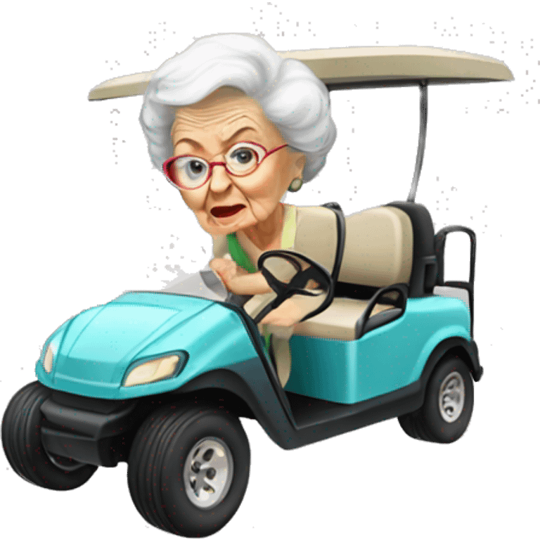 Old lady golf cart crash palm tree emoji