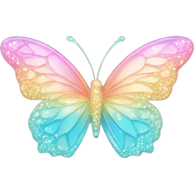 Sparkly Pastel rainbow-gradient iridescent crystal butterfly emoji