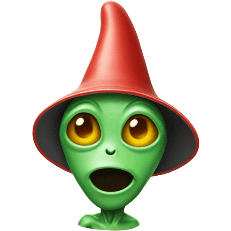 Alien wearing a chilis hat emoji