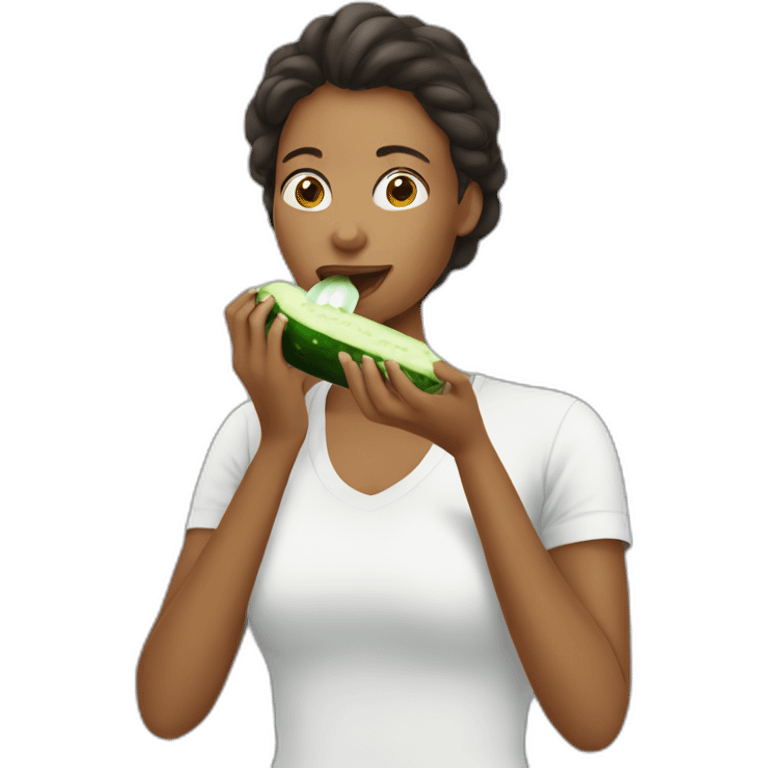 Woman eating cucumber with white slime emoji