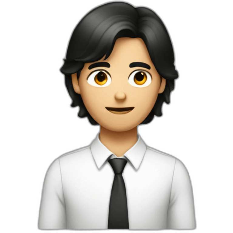 Men with computers and center parted black hair emoji