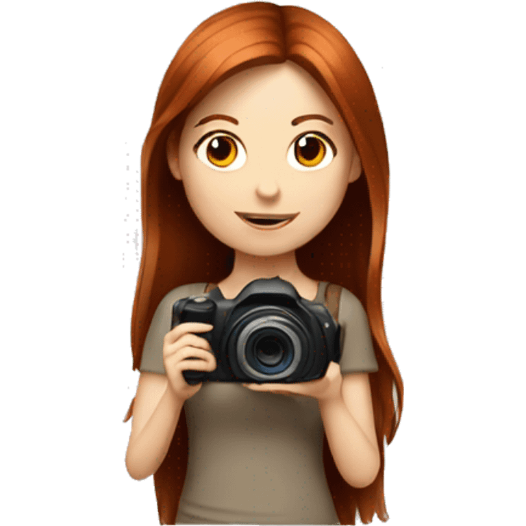 A red/brown hair long girl with a camera  emoji