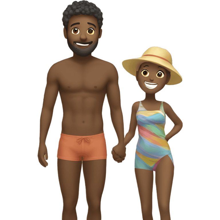 Son and mother enjoying the beach emoji