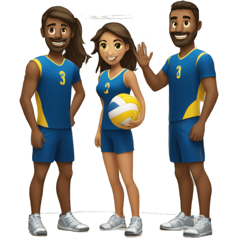 men and women play volleyball 3 on 3 emoji