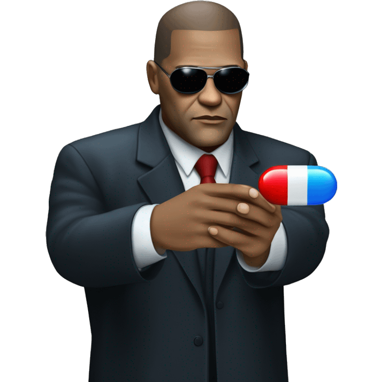 Morpheus, Lawrence fishburne from the matrix, holding red and blue pill emoji