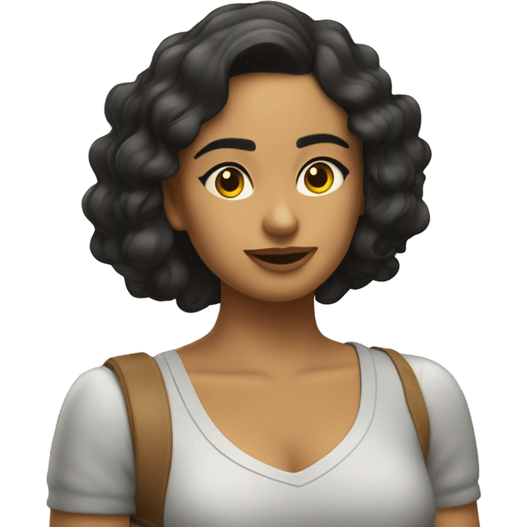 chica morena con ondas  emoji