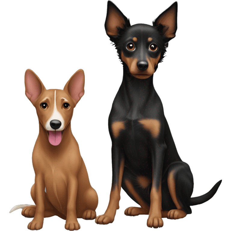 Black yorshire dog and  brown podenco dog emoji