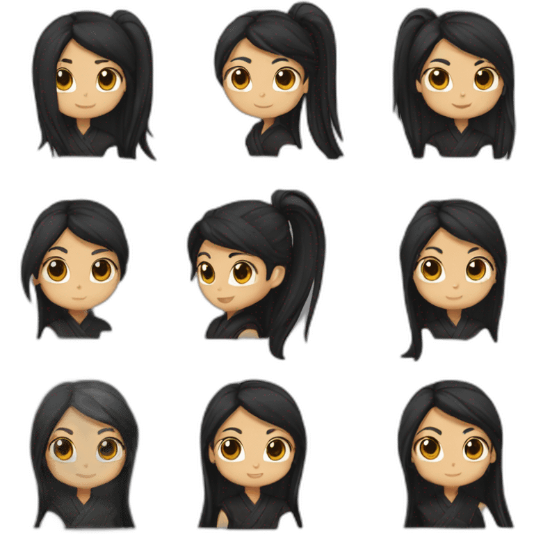 long black hair, ninja, girl,Medium Skin emoji