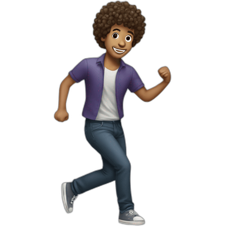 Guy with curly hair dancing emoji