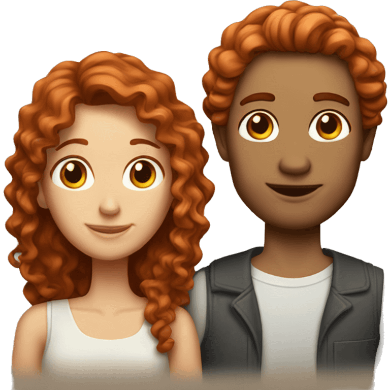 Red haired couple woman with long hair man with short curly hair emoji