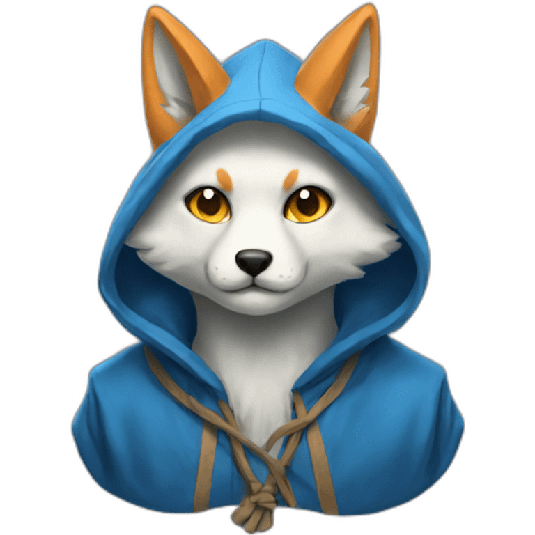 blue hooded kitsune emoji