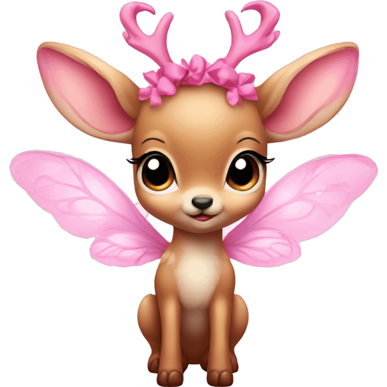 baby deer with fairy wings and a pink bow around its neck  emoji