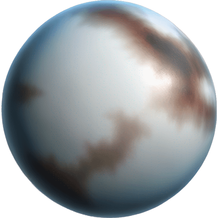 1 planet, with icy surface, mostly white, light brown, red brown, grayish blue, and dark charcoal, reflecting its icy plains, organic-rich regions, and rocky surfaces. emoji