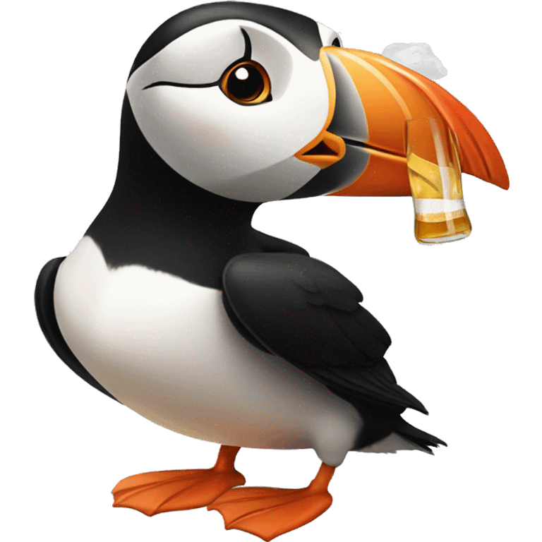 Puffin drinking beer emoji