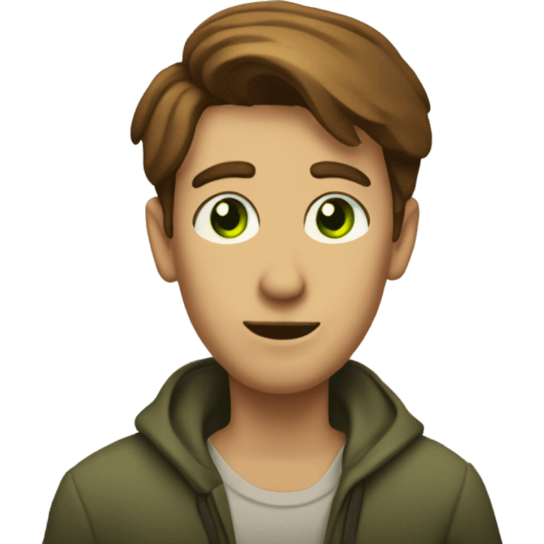 a light-skinned green-eyed man with brown hair sitting in front of the paper scroll  emoji