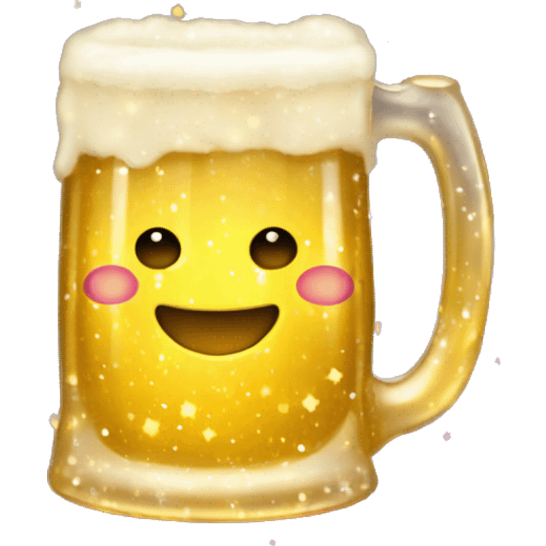 Beer mug full of galaxy nebula gold sparkles glow fairy lights emoji