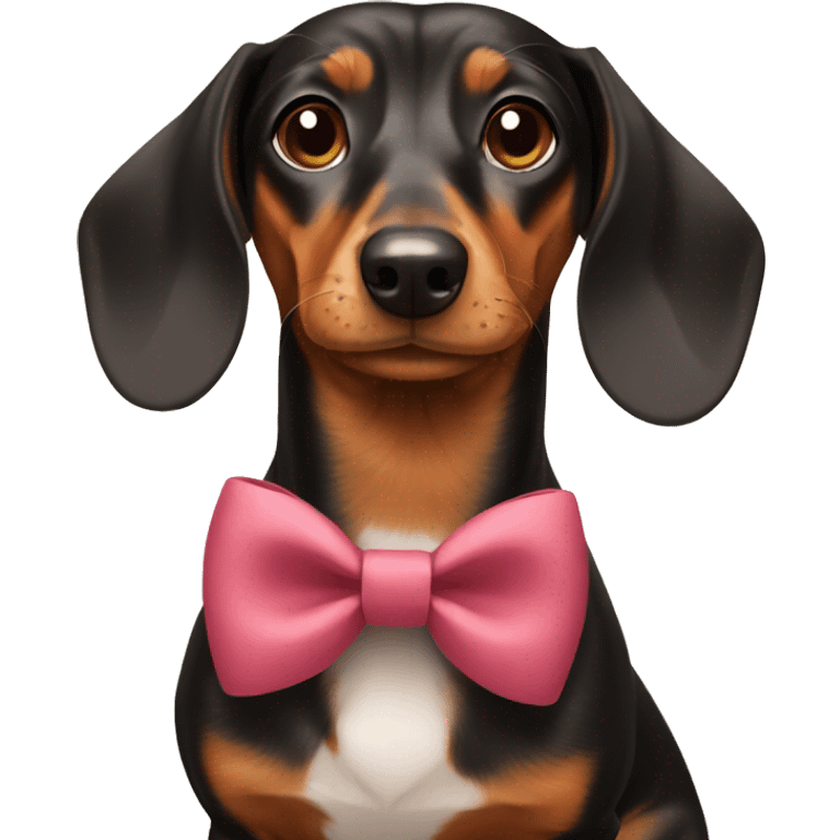 Dachshund wearing a bow emoji