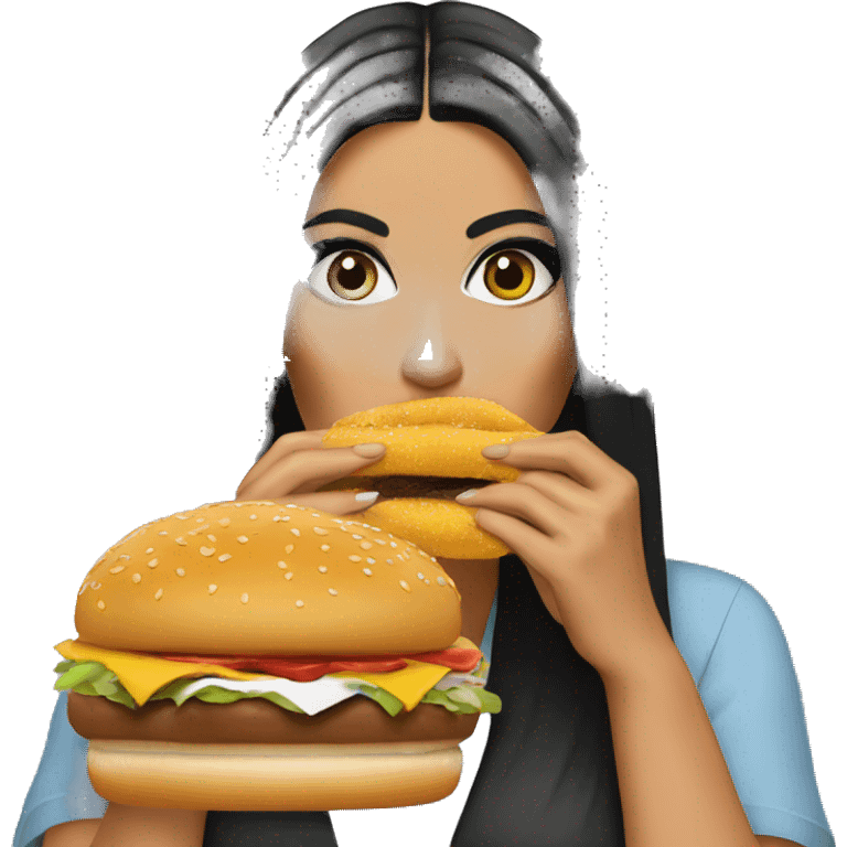 Kim kardashian eating a hamburger emoji