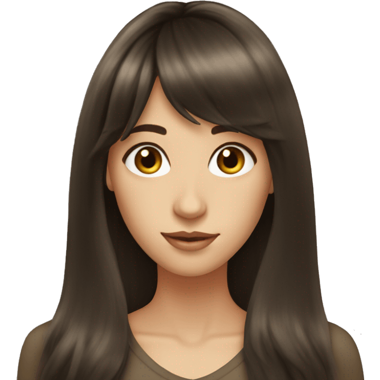 Long brunette hair with bangs beautiful  emoji