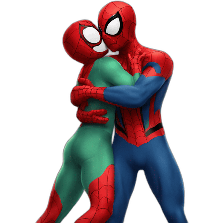 Spiderman hugging ellokity emoji