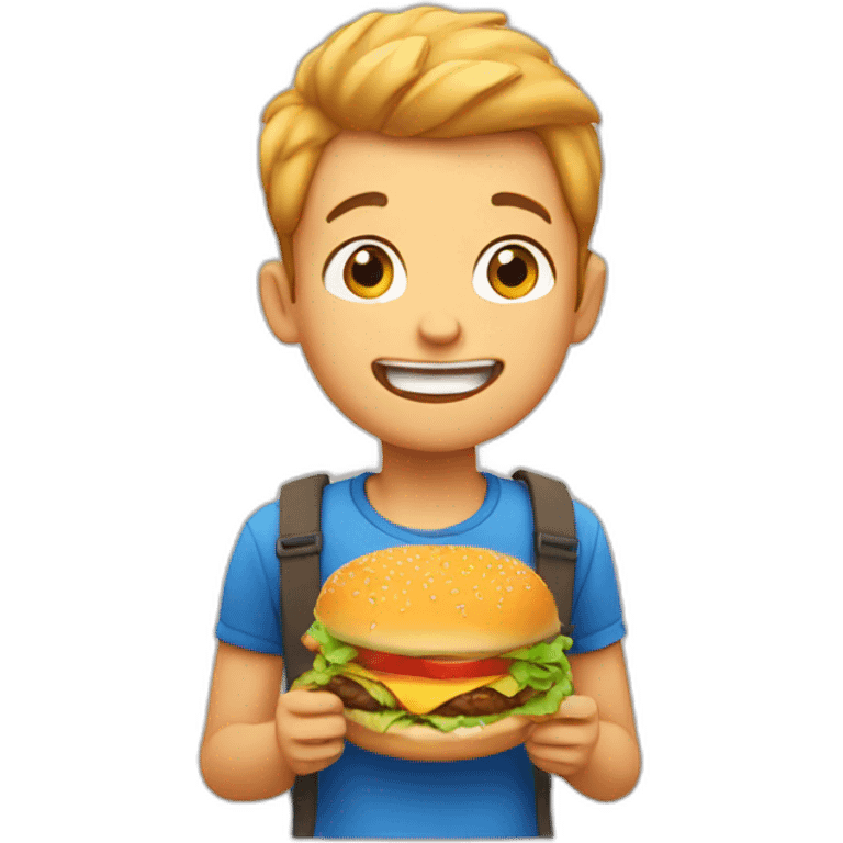 boy eat burger emoji