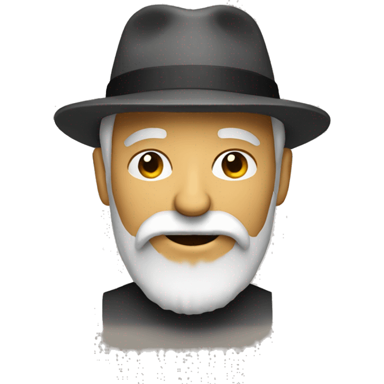 man with beard and hat eating  emoji