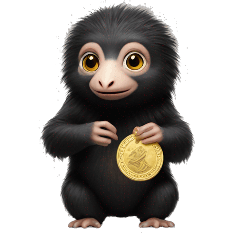 niffler from fantastic beasts films holding a gold coin emoji