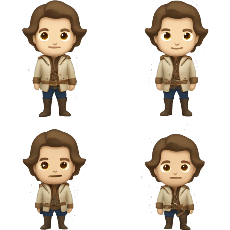 Musketeer man beige jacket short brown hair smirk emoji