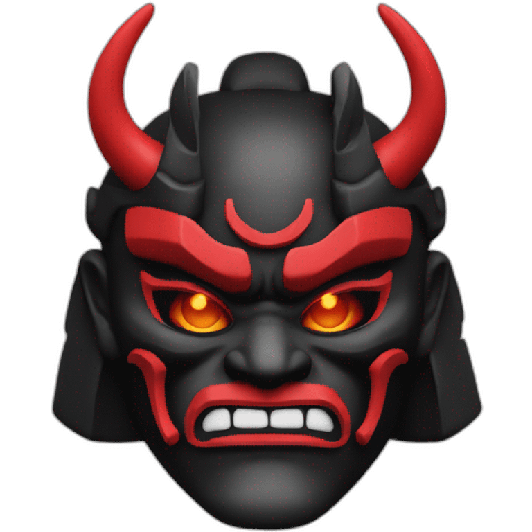 samurai oni mask red, black, like emoji