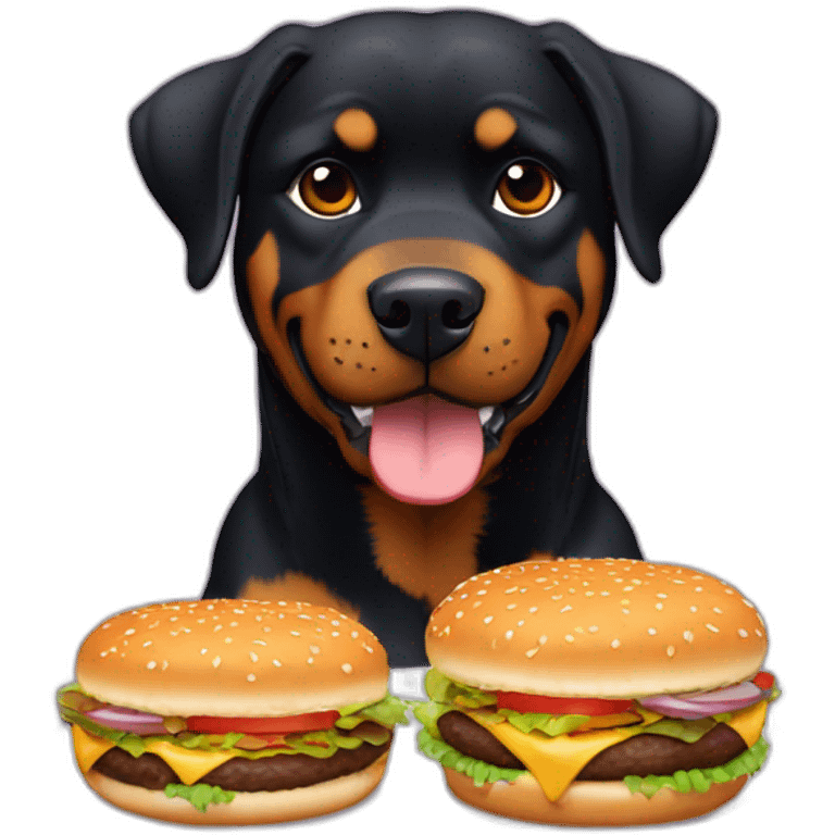 Rottweiler comiendo hamburguesas emoji