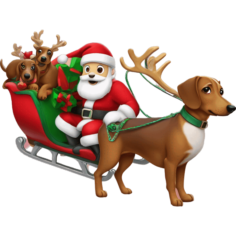 Santa and his sleigh, with daschunds instead of reindeer emoji