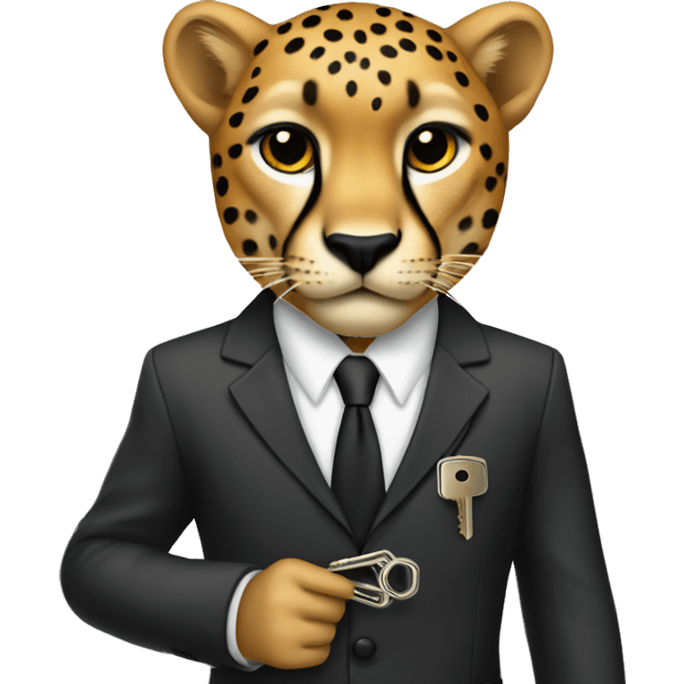 cheetah in a classic suit With keys emoji