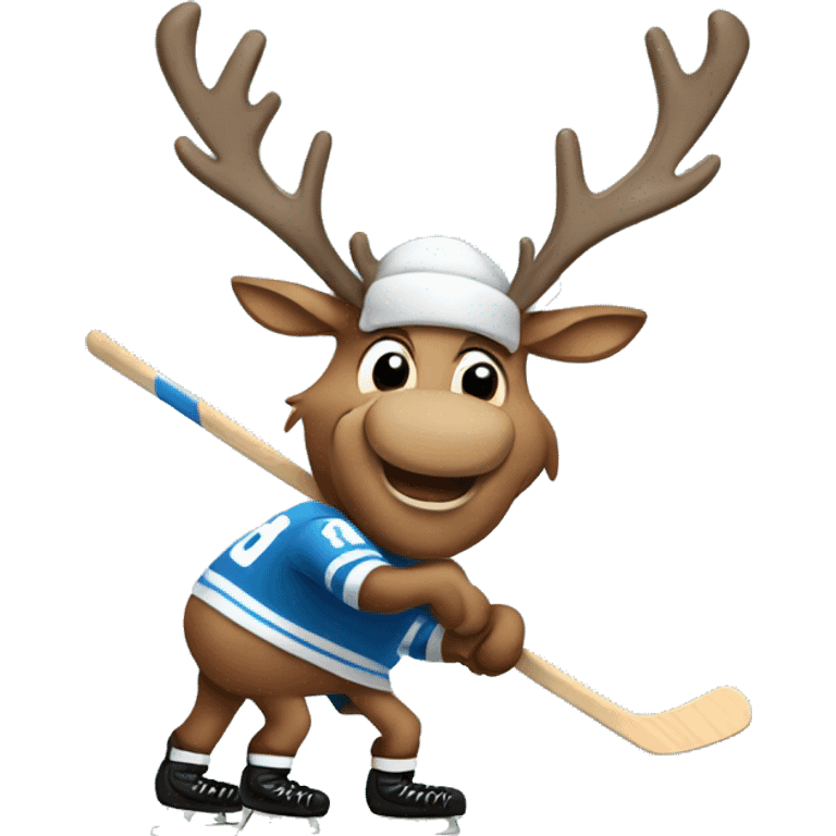 reindeer playing ice hockey emoji