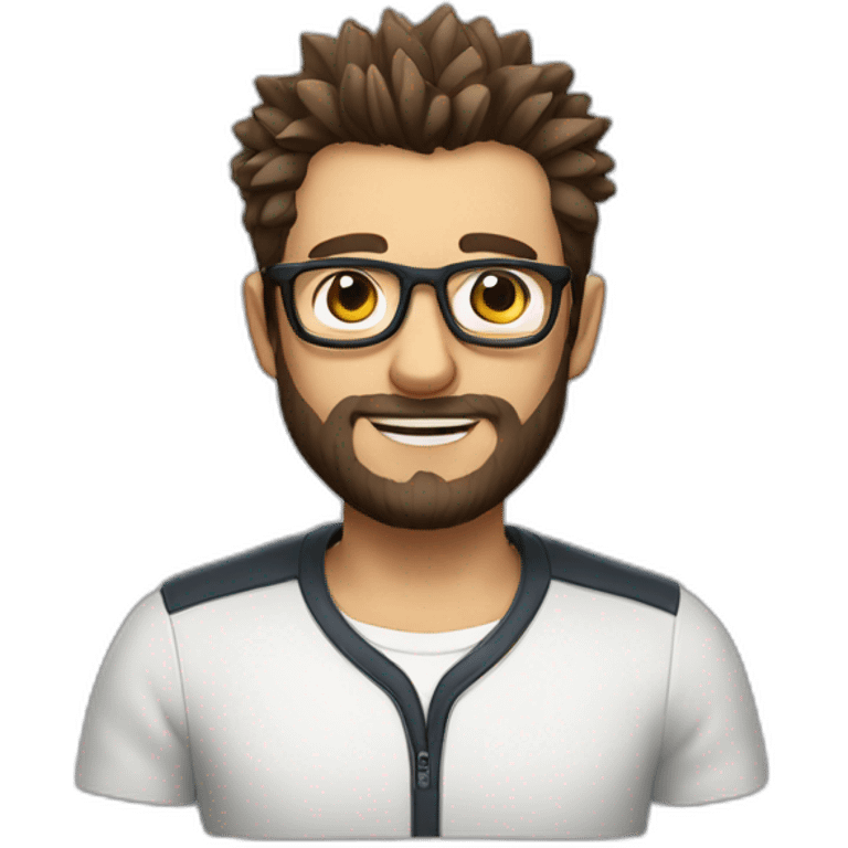 handsome men with spectacles and beard, spikey hair, victory sign memoji emoji