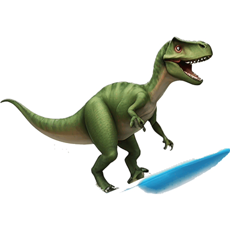 Dinosaur surfing emoji