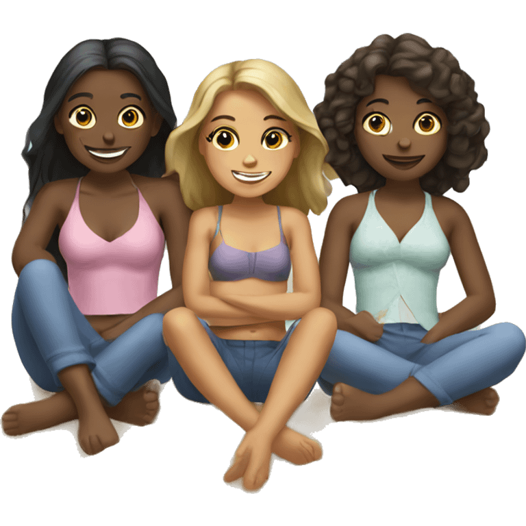 Three girls sitting at the beach emoji