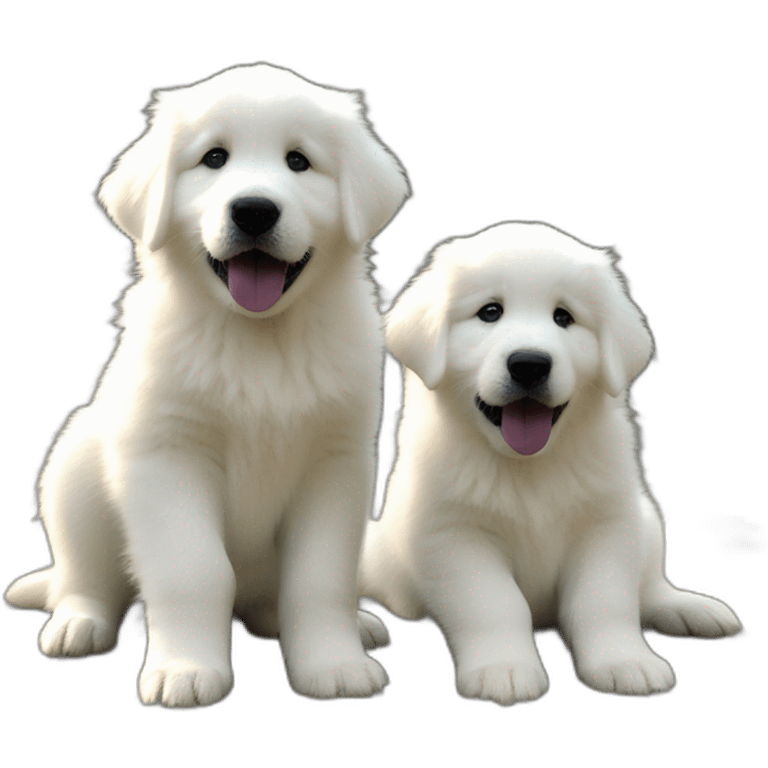 Two Great Pyrenees puppy brothers playing emoji