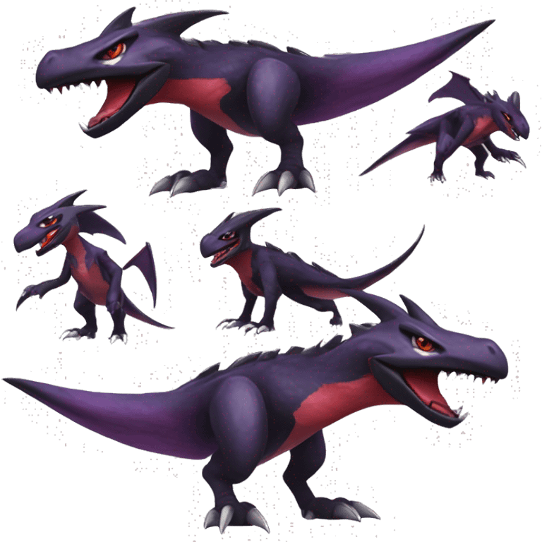 Black Cool Edgy Nargacuga-Garchomp-Noivern Fakémon  with White and Red and purple and black Edgy markings emoji